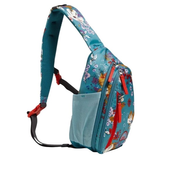 Vera Bradley Handbags - Vera Bradley Coleman Sling Bag Teal Floral Print Crossbody Backpack